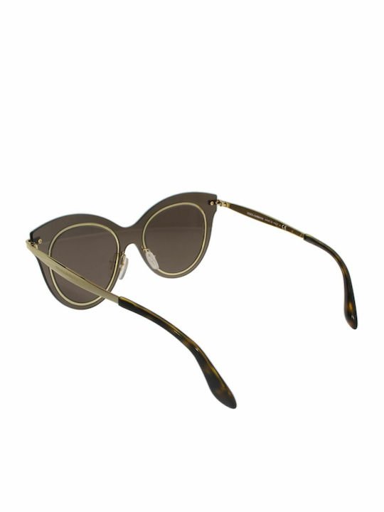 Dolce & Gabbana Γυναικεία Γυαλιά Ηλίου με Χρυσό Μεταλλικό Σκελετό και Καφέ Καθρέφτη Φακό DG2172 02/F9