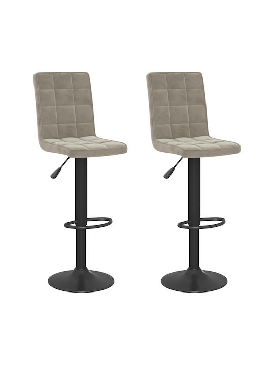 Stool Bar with Back & Adjustable Height Light grey 2pcs 40x52x102.5-124.5cm