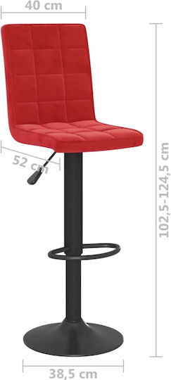 Hocker Bar mit Rückenlehne & Höhenverstellbar Bordeaux 2Stück 40x52x102.5-124.5cm
