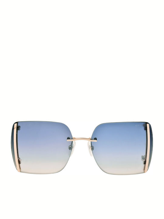 Guess Women's Sunglasses with Gold Metal Frame and Blue Gradient Lens GU7718 28W