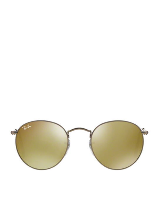 Ray Ban Round Metal Unisex Sunglasses with Gold Metallic Frame and Yellow Mirror Lenses RB3447 029/93