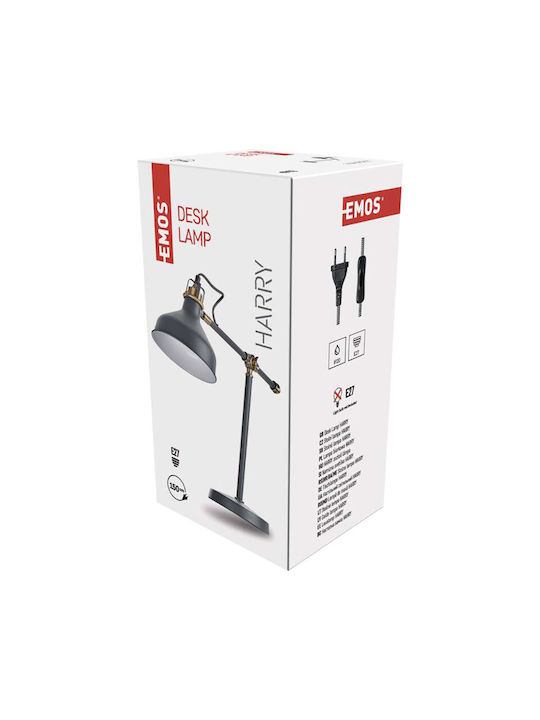 Emos Harry Office Lamp with Foldable Arm in Gray Color