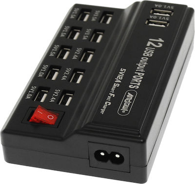 Andowl Charging Stand with 12 USB-A Ports 60W Black (Q-CD10P)