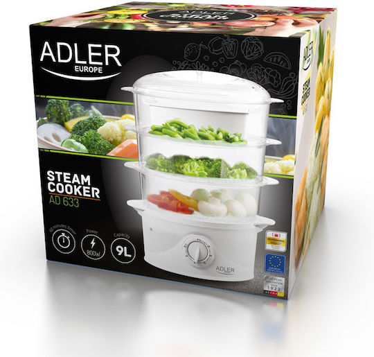 Adler Food Steamer with 3 Steaming Decks 9lt