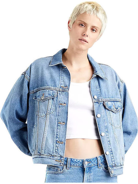 Kurz Damen Jeansjacke Hellblau