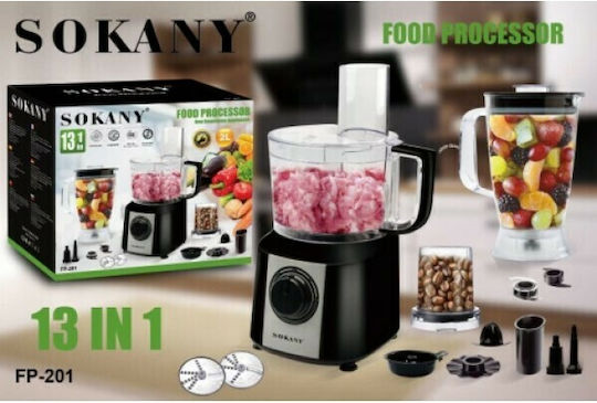 Sokany FR-201 Πολυμίξερ 800W με Κάδο 2lt και Κανάτα Μπλέντερ Μαύρο