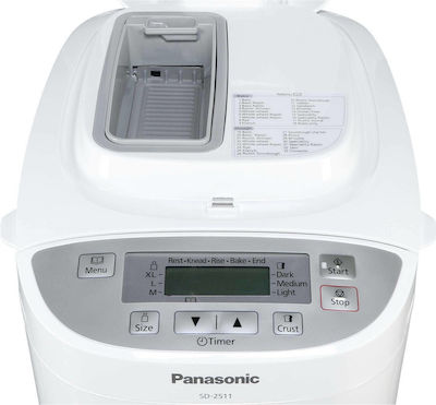Panasonic SD-2511 Mașină de pâine cu o putere de 550W și o capacitate de 600gr cu 33 programe