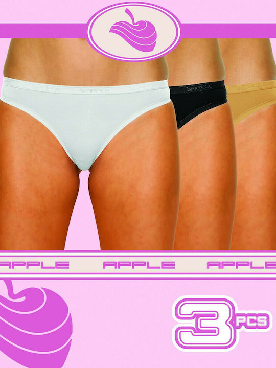 Βαμβακερά Women's Slip 3Pack Black/Beige/White