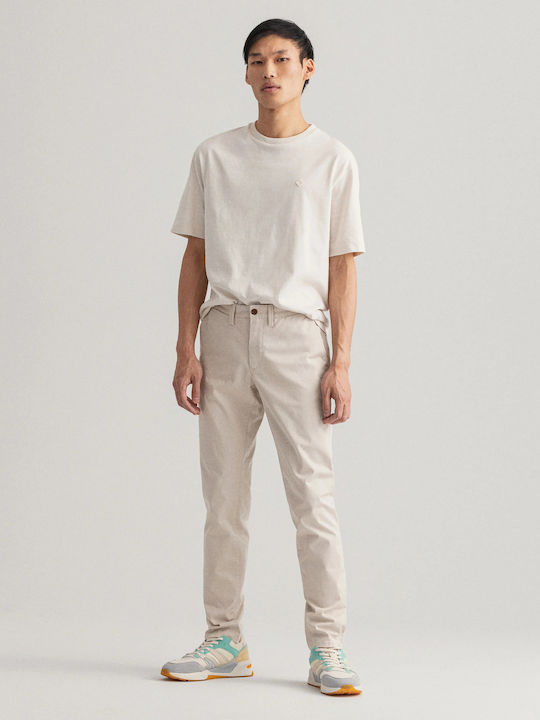 Hallden Trousers Chino Elastic in Slim Fit Beige