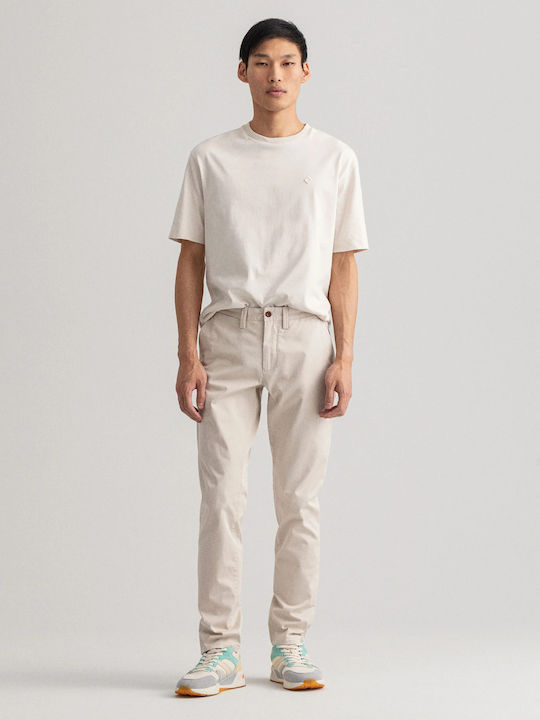 Hallden Trousers Chino Elastic in Slim Fit Beige