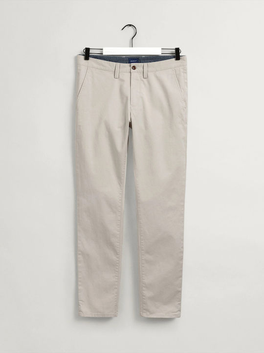 Hallden Trousers Chino Elastic in Slim Fit Beige