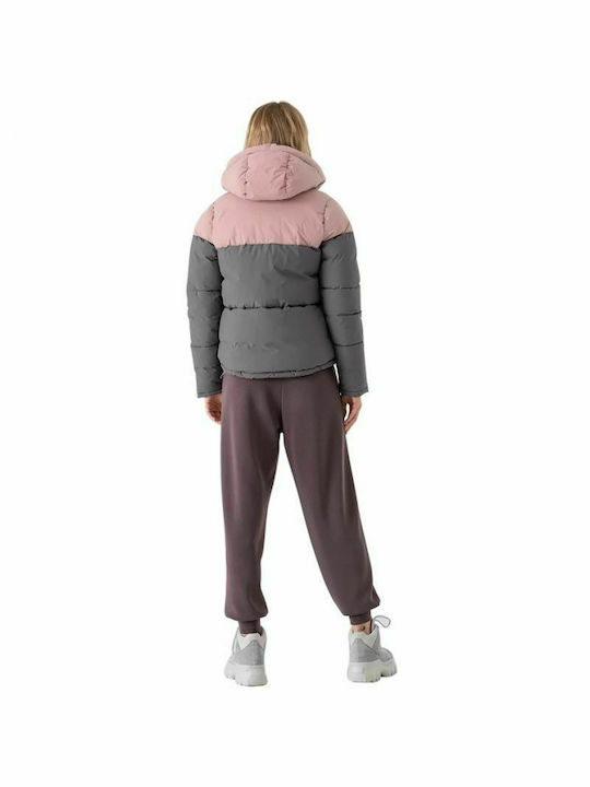 4F Kurz Damen Puffer Jacke für Winter Gray