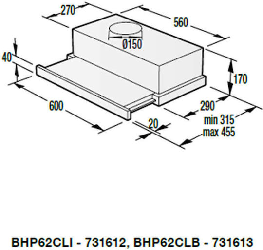 Gorenje BHP62CLI Плъзгащ се аспиратор 60см Бежов