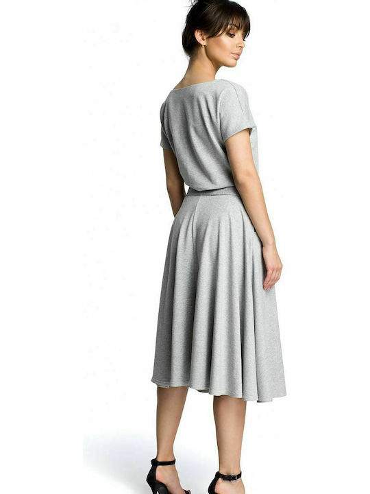 BeWear B067 Summer Midi Dress Gray