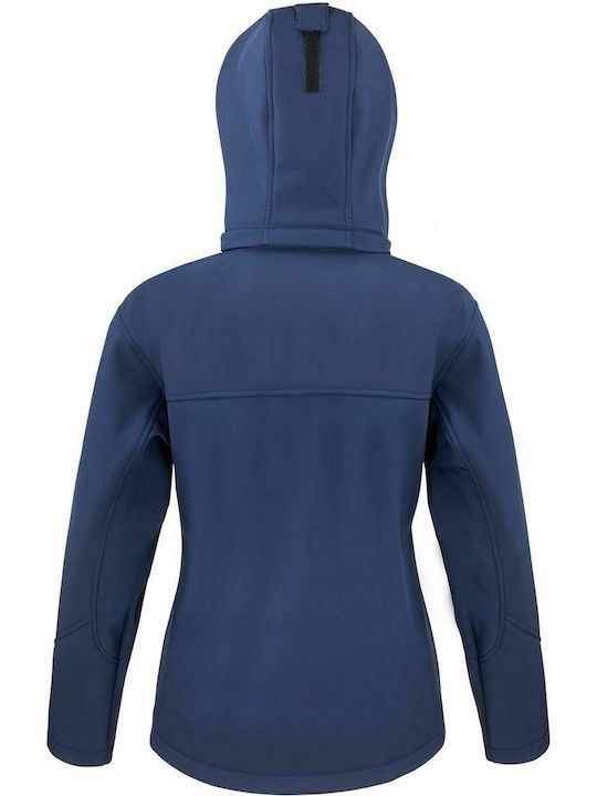 Result Performance Women's Short Sports Softshell Jacket Waterproof and Windproof for Winter with Hood Navy Blue