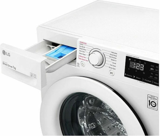 LG Πλυντήριο Ρούχων 7kg με Τεχνολογία Ατμού 1200 Στροφών Inverter Direct Drive F2WV3S7S3E