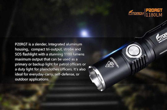 Fitorch Rechargeable Flashlight LED IPX8 with Maximum Brightness 1180lm P20RGT Black