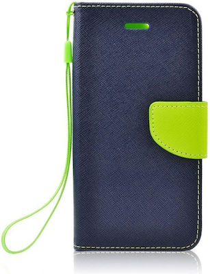 Fancy Synthetic Leather Wallet Navy Blue (Huawei P30 Lite)