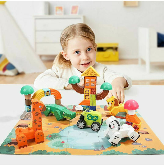 Top Bright Forest Animal Wooden Building Blocks for 1.5+ Years 20 Pieces