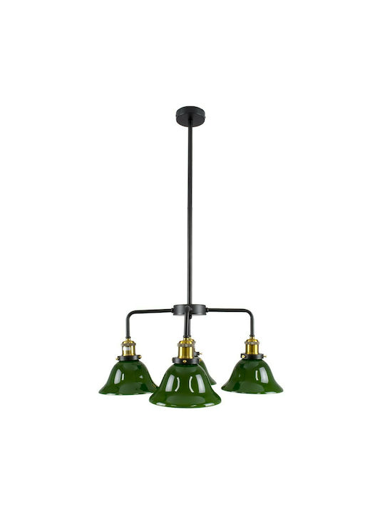 GloboStar Nostalgia Pendant Light Green Bell for 4 Bulbs E27 56x43x90cm