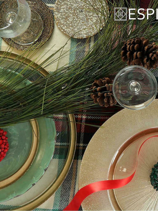 Espiel Round Glass Decorative Platter Leona Golden 28x28x2cm