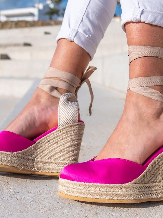 Damenplattformen im Espadrilles-Stil Fuchsie