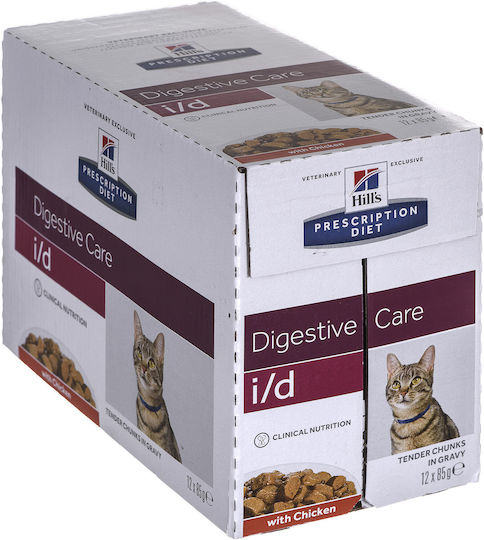 Hill's PD Feline i/d Wet Food for Adult Cats in Pouches with Chicken 12x85gr