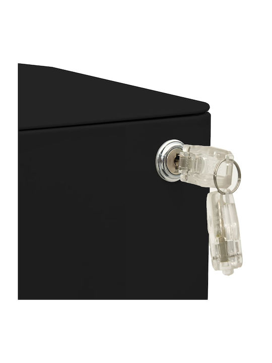 Office Storage Metal Drawer with Wheels, Lock & 3 Drawers Black Velvet-Black Metal L30xW45xH59cm