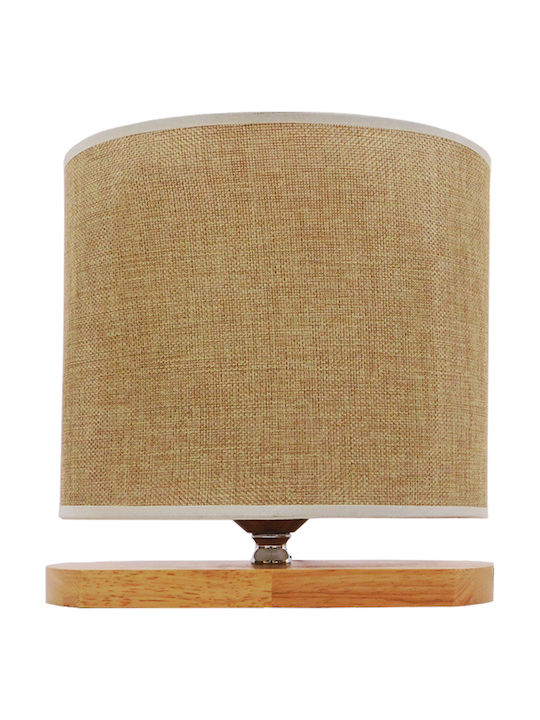 GloboStar Chiara Wood Table Lamp for Socket E27 with Beige Shade and Base