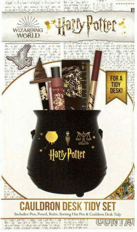 Wizarding World Harry Potter Cauldron Desk Tidy Set Kids Stationery Set with Pencil, Eraser, Ruler and Pencil Holder