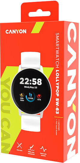 Canyon Lollypop SW-63 43mm Waterproof Smartwatch with Heart Rate Monitor (White)