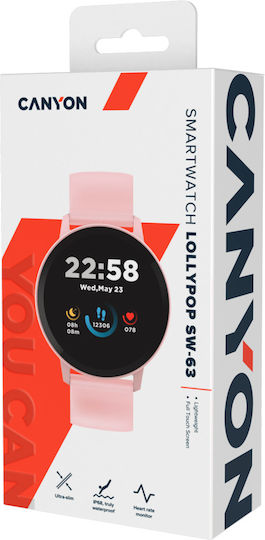Canyon Lollypop SW-63 43mm Waterproof Smartwatch with Heart Rate Monitor (Pink)