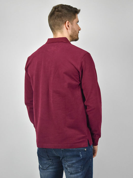 Visconti Men's Long Sleeve Blouse Polo Burgundy