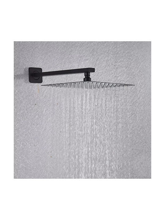 Naron Built-in Mixer, Hand Shower & Shower Head Set for Shower 2 Exits Black