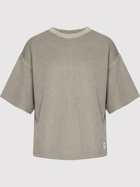 Класически Натурални Вайфълови Дамски T-shirt с цвят сив