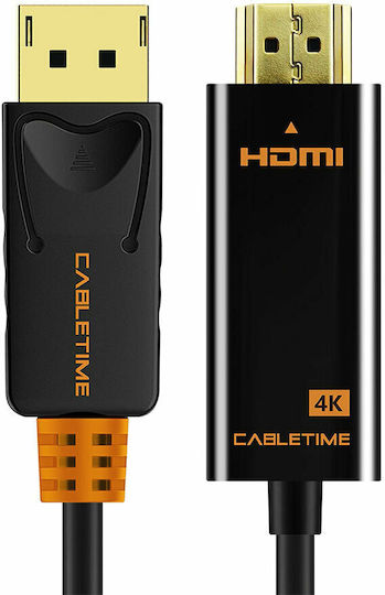 Cabletime Cable DisplayPort male - HDMI male 1m Black ()