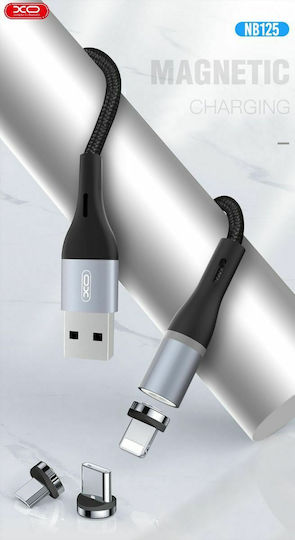 XO Braided / Magnetic USB to Lightning Cable Μαύρο 1m (NB125)