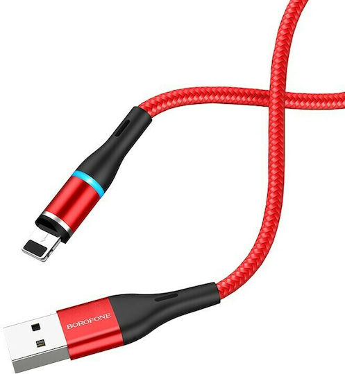 Borofone BU16 Braided / Magnetic USB to Lightning Cable Κόκκινο 1m