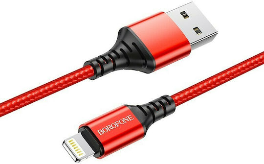 Borofone BX54 Braided USB to Lightning Cable Κόκκινο 1m
