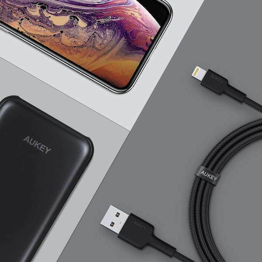 Aukey CB-AL05 Braided USB-A la Cablu Lightning Negru 2m