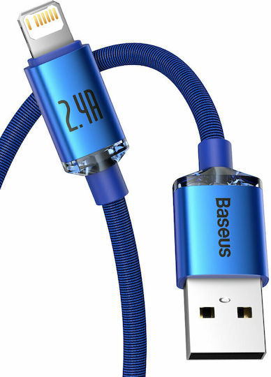 Baseus Crystal Shine Плетена USB-A към Lightning кабел Син 1.2м (CAJY000003)