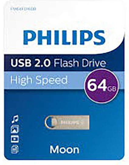 Philips Moon 64GB USB 2.0 Stick Ασημί