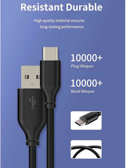 Cabletime C160 USB 2.0 Kabel USB-C männlich - USB-A 15W Schwarz 1m
