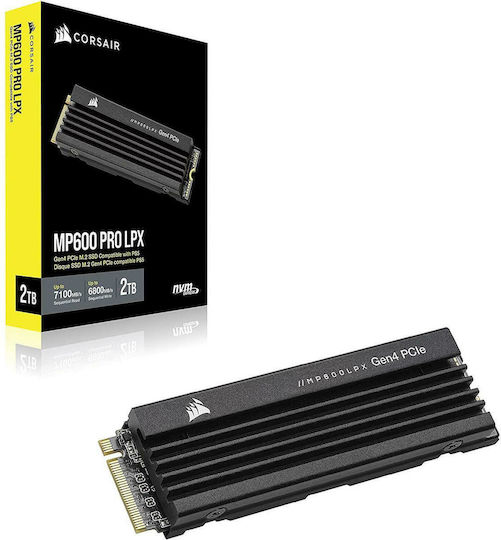 Corsair MP600 Pro LPX SSD 2TB M.2 Type with PCI Express 4.0 Connection and Heatsink PS5 Compatible CSSD-F2000GBMP600PLP
