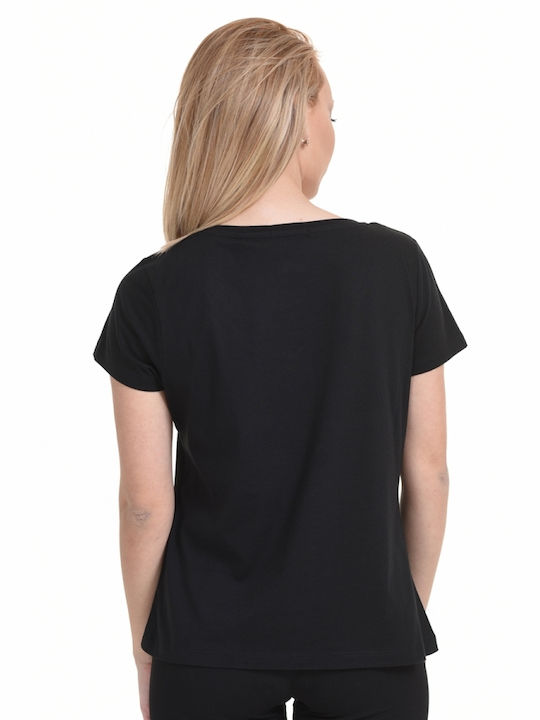 Biston -6 Women's T-shirt with V Neckline Black