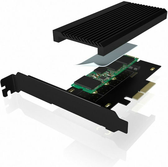 Icy Box M.2 PCIe Gen 4.0x4 To PCIe Gen 4.0x4 With Heat Sink Black (IB-PCI208-HS)