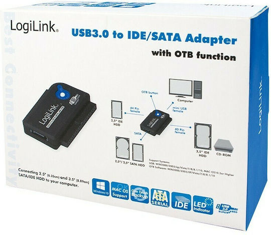 LogiLink AU0028A USB 3.0 to IDE & SATA Adapter with One Touch Backup Μαύρο