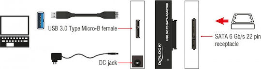 DeLock 62486 Converter USB 3.0 to SATA Μαύρο