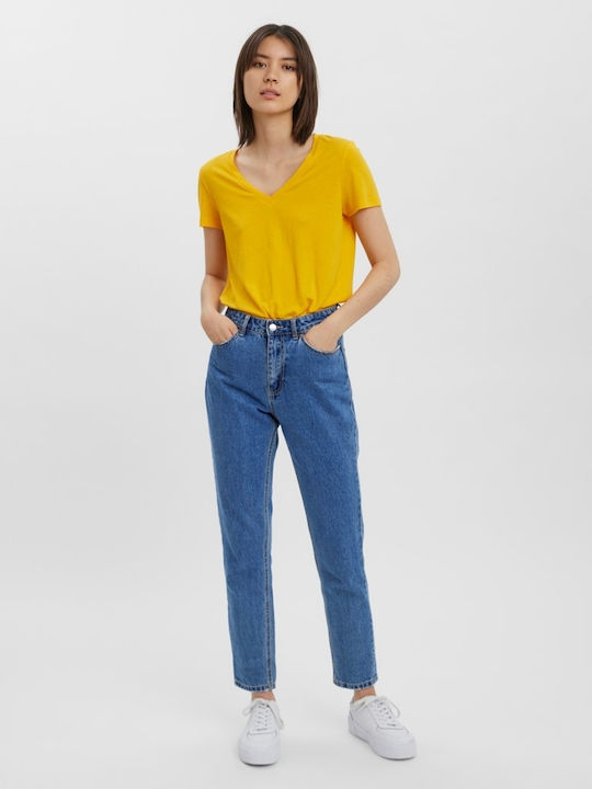 Vero Moda Damen T-shirt mit V-Ausschnitt Radiant Yellow