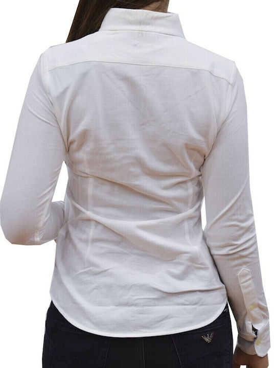 Women's Pique Monochrome Long Sleeve Shirt White